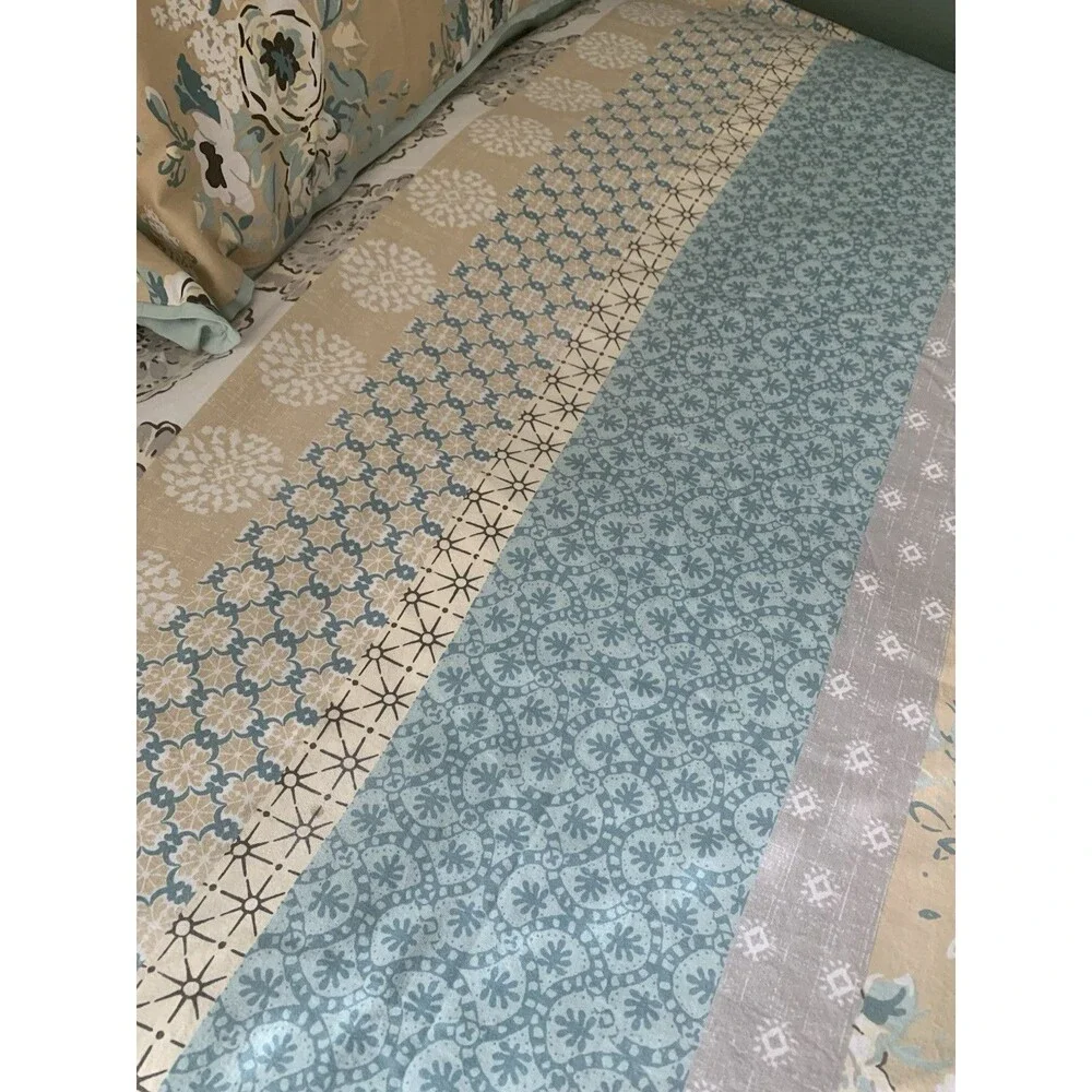 Madison Park  King duvet cover set Teal, Gray, White, Tan Shabby Chic